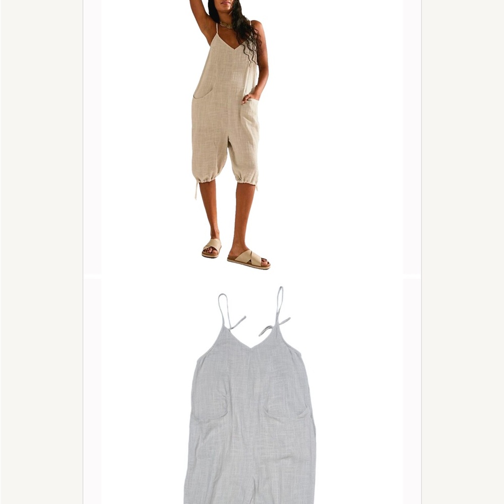 Free People Light Gray Sleeveless Jumpsuit